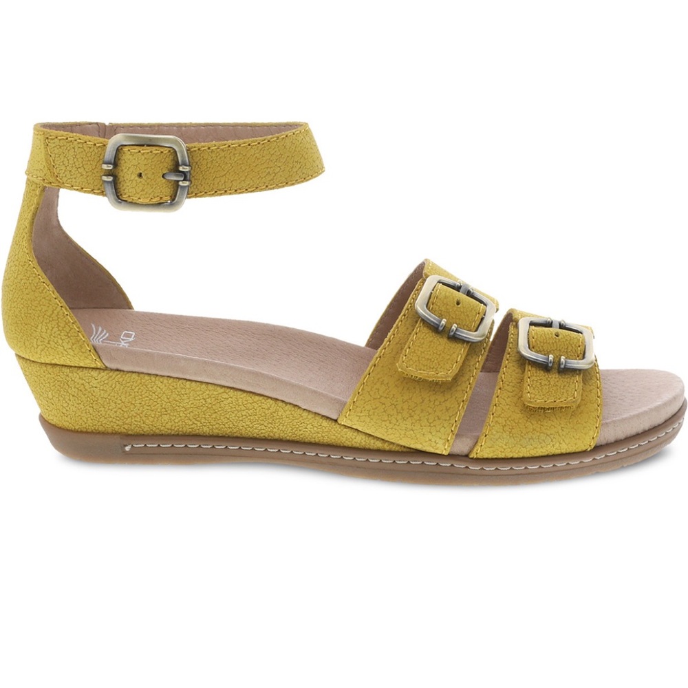 Dansko Astrid Textured Nubuk Yellow Sandal